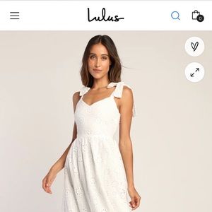 LULUS - Perfect Vacation White Eyelet Embroidery Tied Strap Midi Dress